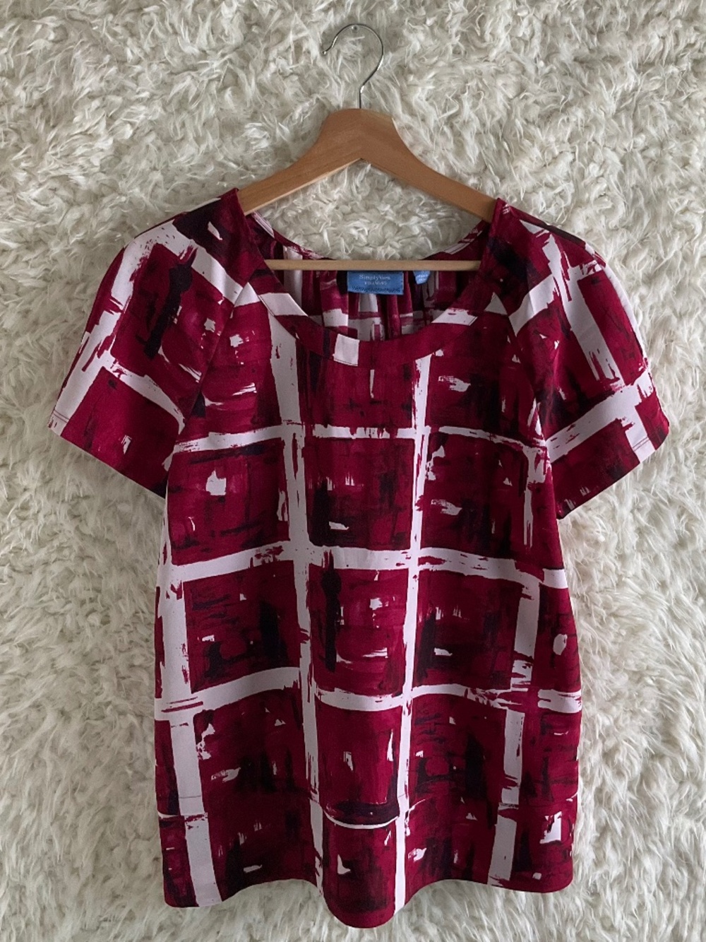 SIMPLY VERA WANG WOMEN'S GEOMETRIC SHORT-SLEEVE TOP~SIZE SMALL!
